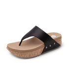 Yellow Box Bandini Black Flatform Wedge Toe Post Sandal Women's sizes 6-10/NEW!