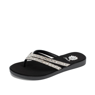 Yellow Box Dalia Clear Black Toe Post Flip Flop Sandal Women's sizes 6-10/NEW!!!