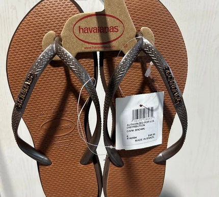 Havaianas Slim Point Dark Brown Flip Flop Sandal Women sizes 35/36-41/42 NEW