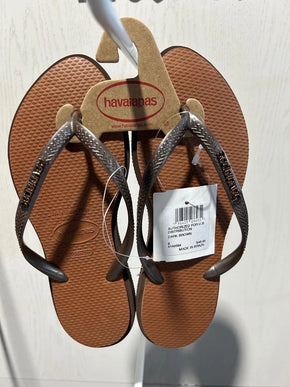 Havaianas Slim Point Dark Brown Flip Flop Sandal Women sizes 35/36-41/42 NEW
