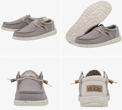 Hey Dude Wally Break Stitch Grey Sneaker Shoe Men's sizes US 7-15/NEW!!!!