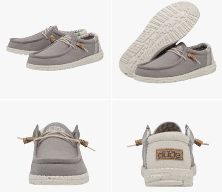 Hey Dude Wally Break Stitch Grey Sneaker Shoe Men's sizes US 7-15/NEW!!!!