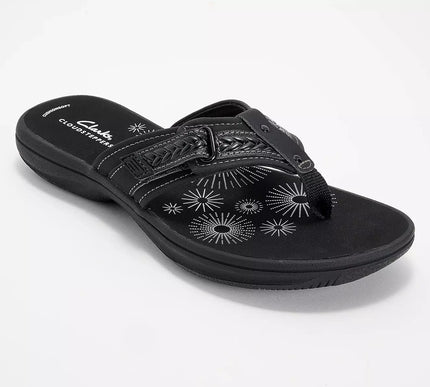 Clarks Breezey Sun Black/Black Toe-Post Sandal Women's sizes US 5-12 NEW!!!