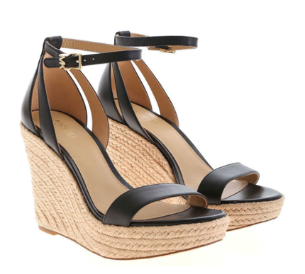 Michael Kors Kimberly Leather Wedge Black Espadrille Women's US sizes 5.5-10/NEW