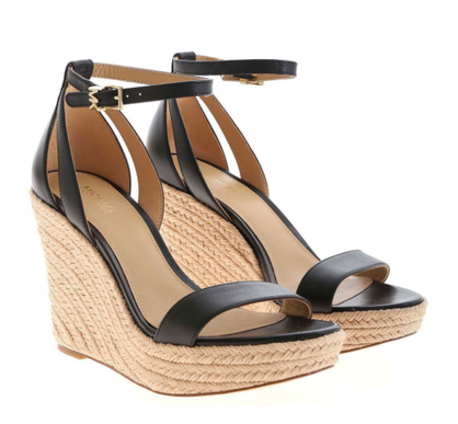 Michael Kors Kimberly Leather Wedge Black Espadrille Women's US sizes 5.5-10/NEW