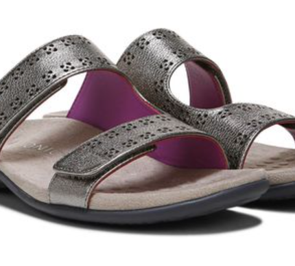 Vionic Nakia Pewter Leather Slide Comfort Sandal Women's sizes 5-12 NEW!!!