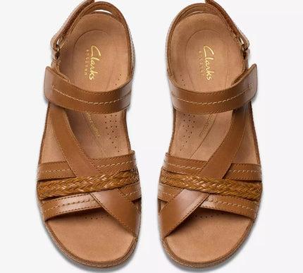 Clarks Cecily Tan Combination Strappy Sandal Women's sizes US 5-11 NEW!!!