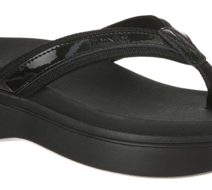 Vionic High Tide II Toe Post Black Patent Leather Sandal Women's sizes 5-11/NEW!