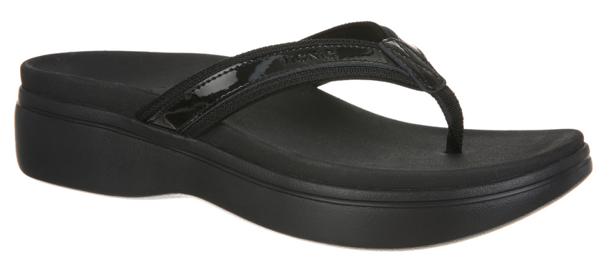 Vionic High Tide II Toe Post Black Patent Leather Sandal Women's sizes 5-11/NEW!