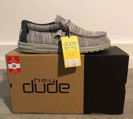 Hey Dude Wally Stretch Platinum Mix Sneaker Shoe Men's Sizes US 8-14/NEW!!!!