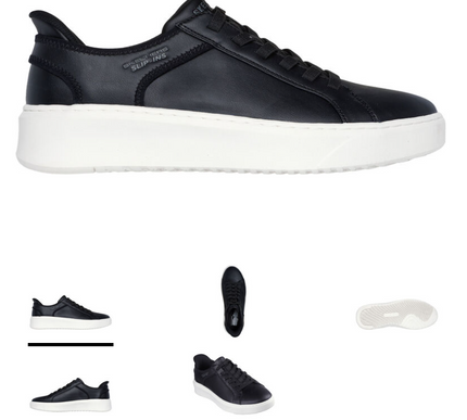 SKECHERS Court Break Black Leather Slip-ins Sneaker Men's sizes 7-14/NEW!!