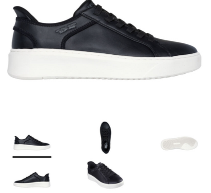 SKECHERS Court Break Black Leather Slip-ins Sneaker Men's sizes 7-14/NEW!!