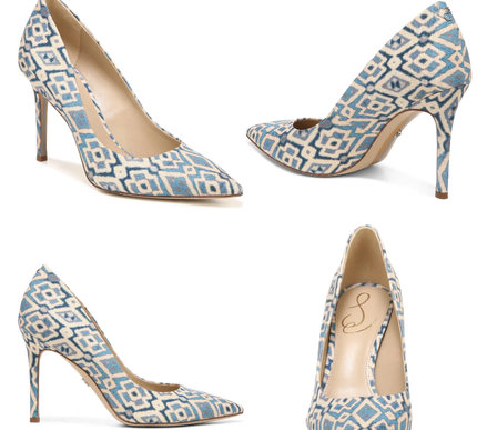 Sam Edelman Hazel Blue Multi Diamond Pointed Toe Pump Women's sizes 6-10/ NEW!!!