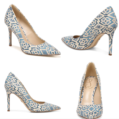 Sam Edelman Hazel Blue Multi Diamond Pointed Toe Pump Women's sizes 6-10/ NEW!!!