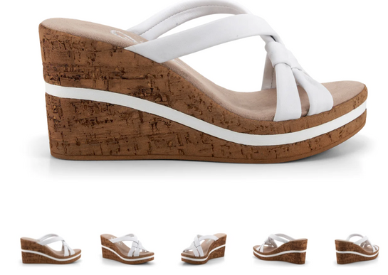 Onex Simona White Leather Cut Wedge Sandal Women's sizes 5-11/NEW!!!