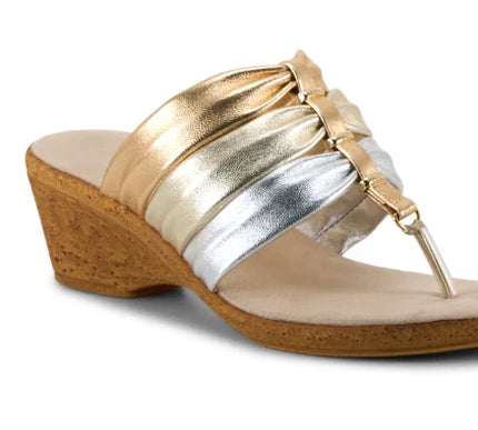 Onex Marisa Metallic Multi Toe Post Wedge Sandal Women's sizes 5-11 NEW