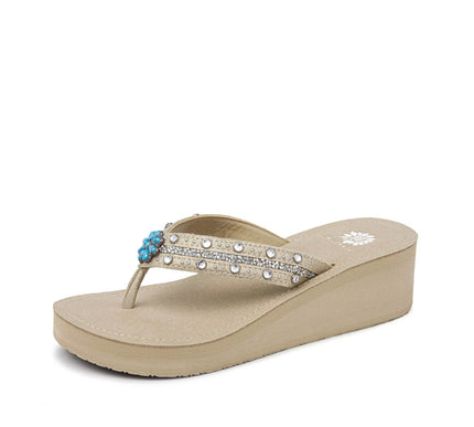 Yellow Box Terell Taupe Wedge Toe Post Sandal Women's sizes 6-10/NEW!