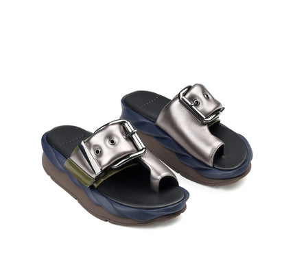 4CCCCEES Mellow Glow Gun Metal Platform Sandal Womens Sizes 36-41 NEW