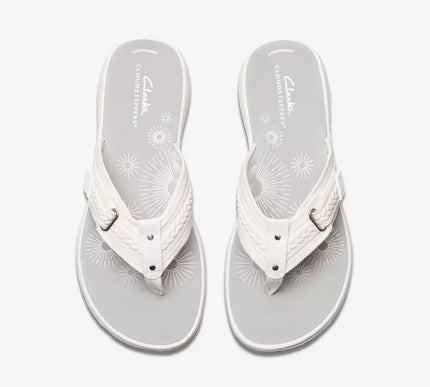 Clarks Breezey Sun White Toe-Post Sandal Women's sizes US 5-12 NEW!!!