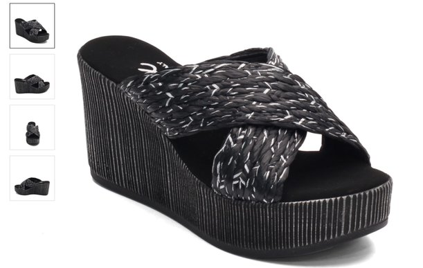 Onex Briget Black Wedge Sandal Women's sizes 6-11/NEW!!!