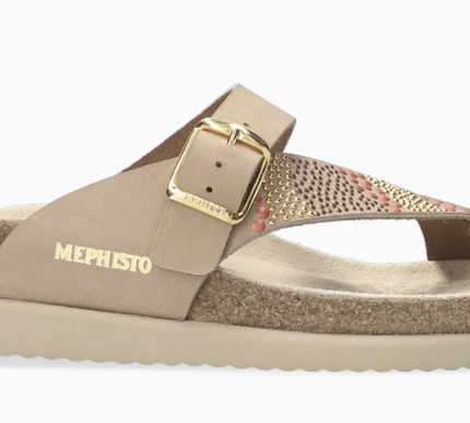 Mephisto Helenka Light Taupe Nubuck Slide Sandal Women's sizes 35-42 NEW!!!