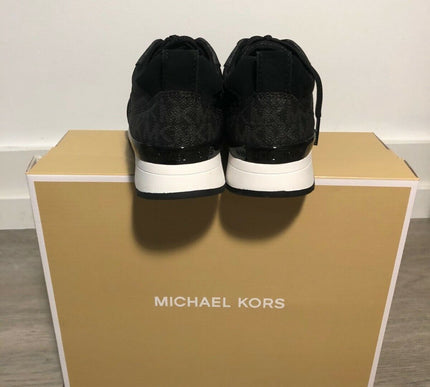 Michael Kors Allie Stride Trainer Logo Black Sneakers Women's sizes 5-10/NEW!!!
