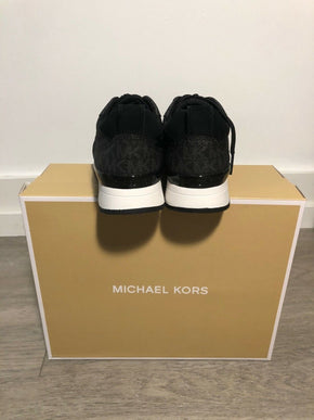 Michael Kors Allie Stride Trainer Logo Black Sneakers Women's sizes 5-10/NEW!!!