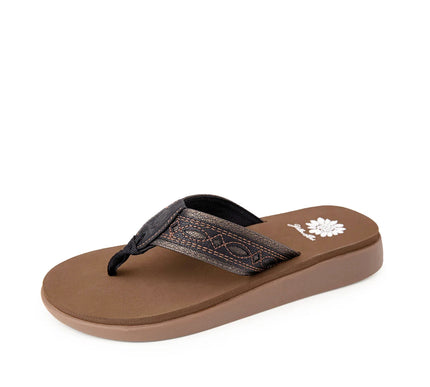 Yellow Box Galya Black Flatform Toe Post Sandal Women's sizes 6-10/NEW!