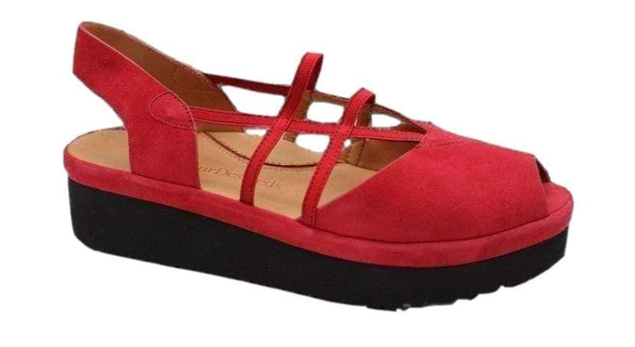 L'amor Des Pieds Adelais Red Suede Sandal Women's sizes 6-10/NEW!!!