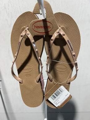 Havaianas You Spikes Rose Gold Flip Flop Sandal Women sizes 35/36-41/42 NEW!!