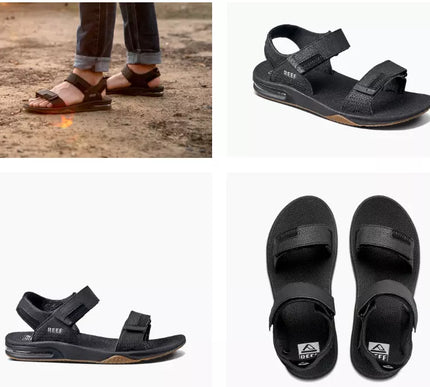 Reef Fanning Baja Black/Silver Strappy Sandal Men's US sizes 7-17 NEW!!!