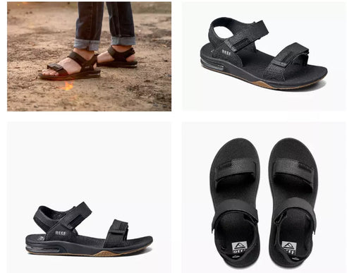 Reef Fanning Baja Black/Silver Strappy Sandal Men's US sizes 7-17 NEW!!!