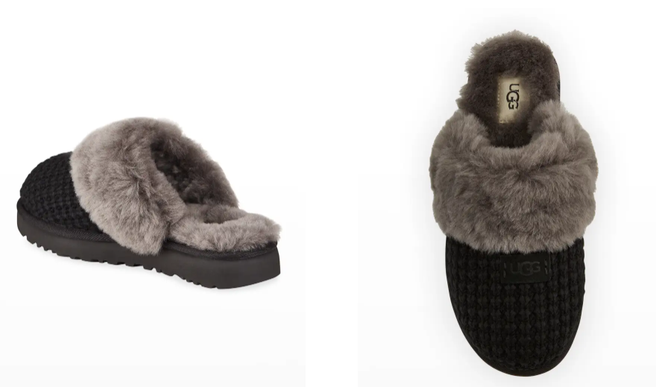 UGG Cozy Knit Black Shearling Slippers Women's US sizes 5-12/NEW!!!