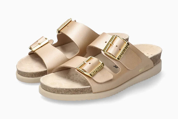 Mephisto Hester Platinum Leather Slide Sandal Womens sizes 35-42 NEW