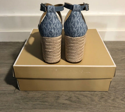 Michael Kors Serena Chambray Denim Espadrille Thong Wedge Women's sizes 5-11/NEW