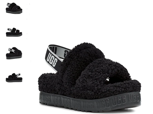 UGG Oh Fluffita Black Fur Slide Slipper Sandal Women's US sizes 5-12/NEW!!!
