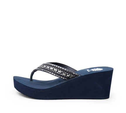 Yellow Box Emmil Navy Wedge Toe Post Sandal Women's sizes 6-10/NEW!