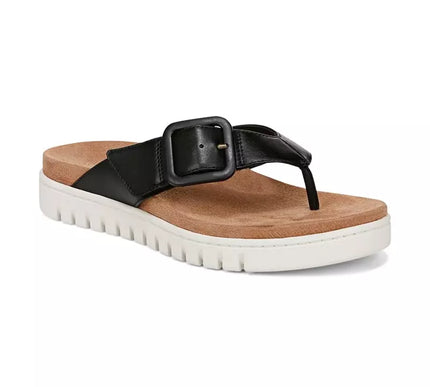 Vionic Uptown Marin Black Leather Toe Post Sandal Women's sizes 5-11/NEW!!!