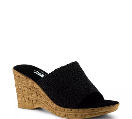 Onex Bianca-C Black Straw Wedge Sandal Women's sizes 5-11/NEW!!!