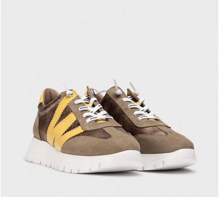 Wonders Odisei-76 Taupe/Yellow Racer Slip-on Sneaker Womens sizes 36-42