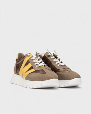 Wonders Odisei-76 Taupe/Yellow Racer Slip-on Sneaker Womens sizes 36-42