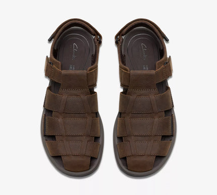 Clarks Saltway Cove Dark Brown Leather 3 Point Sandal Men's US sizes 7-14 NEW!!