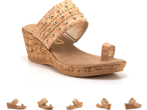 Onex Lin Cork Studded Toe Wrap Wedge Sandal Women's sizes 6-11/NEW!!!