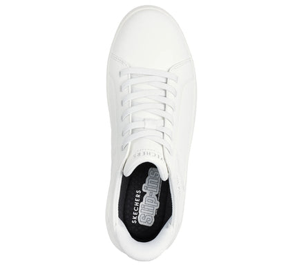 SKECHERS Court Break White Leather Slip-ins Sneaker Men's sizes 7-14/NEW!!