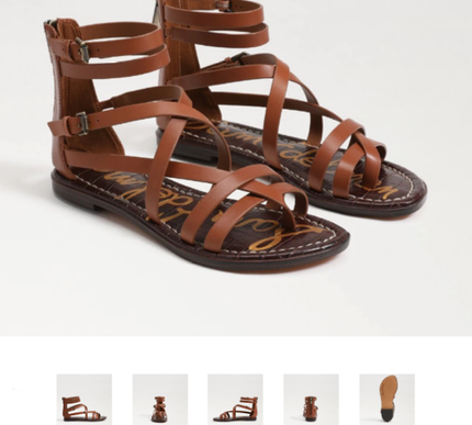 Sam Edelman Gibbs Rich Cognac Leather Gladiator Sandal Womens US sizes 6-10/NIB