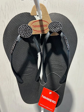 Havaianas Slim Crystal Glow Black Flip Flop Sandal Women sizes 35/36-41/42 NEW