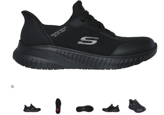 SKECHERS Slip-ins Work Squad Chaos SR-Adelo Black Sneaker Women's sizes 5-10/NEW