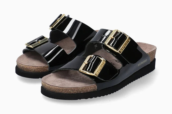 Mephisto Hester Black Patent Slide Sandal Womens sizes 35-42 NEW
