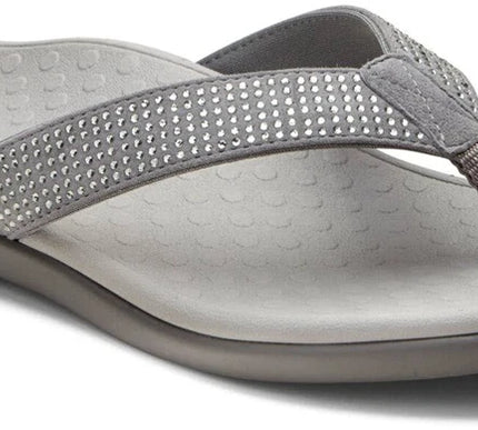 Vionic Tide Rhinestones Pewter Sandal Flip Flop Womens US sizes 5,6, and 8 NEW