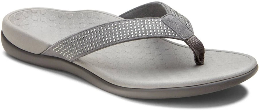 Vionic Tide Rhinestones Pewter Sandal Flip Flop Womens US sizes 5,6, and 8 NEW